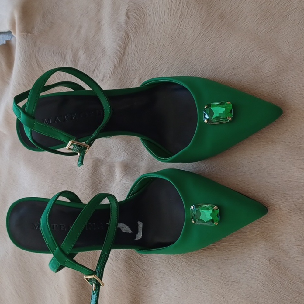 Mateo × INC Satin Emerald Green Heels